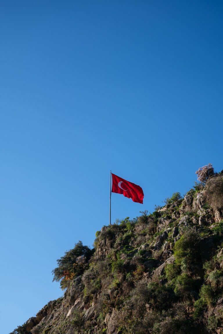 Turkish Flag Over Rocky Cliff